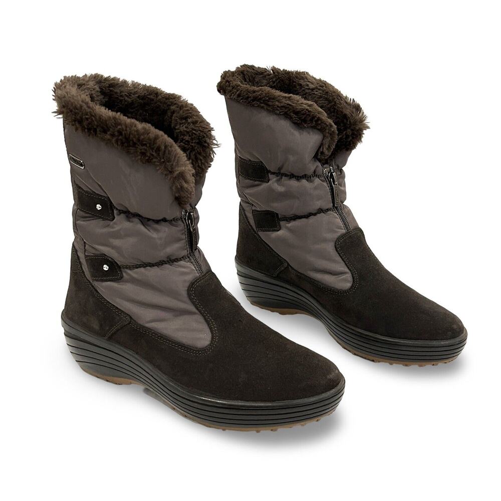 Pajar Stephy Womens Snow Boots Sz 41 US 9.5 Brown Suede & Puffer Fleece Lined